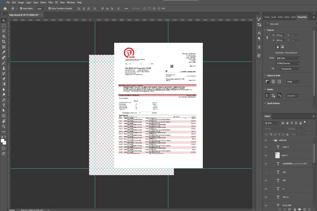 Modèle Word et PDF de relevé de compte de la Huishang Bank template